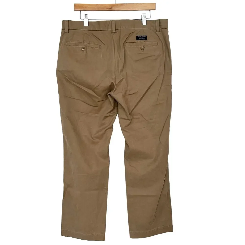 Banana Republic Tan Aiden Chino Flat Front Pants Sz 36x30
